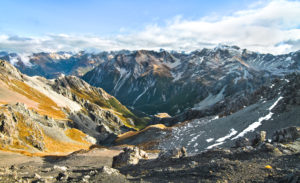 Looking west from Avalanche Peak in Arthur's Pass National Park, New Zealand.
